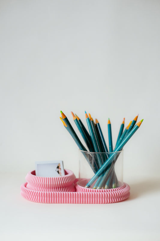 Ribbed Tray and Bowl Set